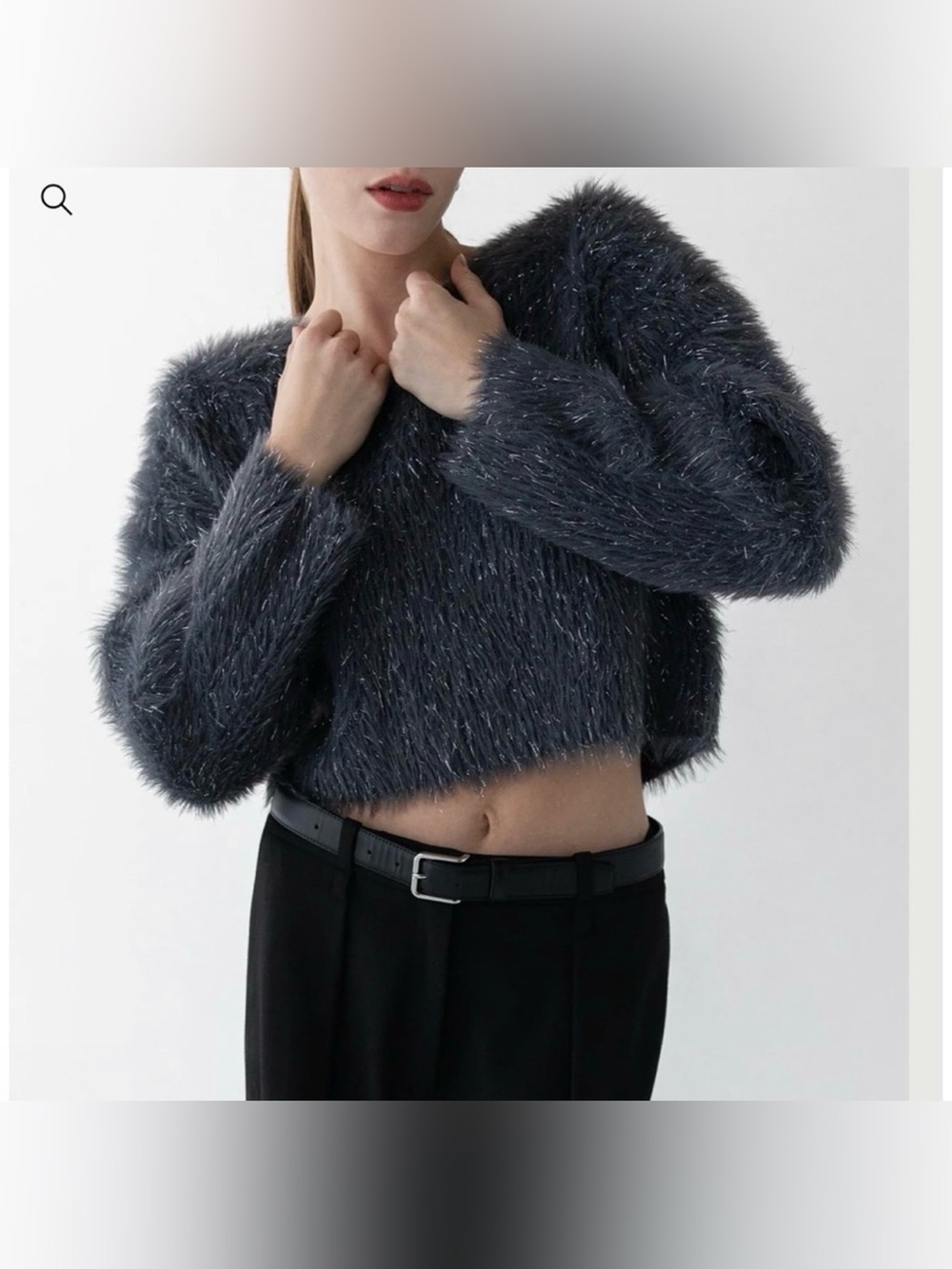OAK + FORT Fuzzy Metallic Tinsel Sweater